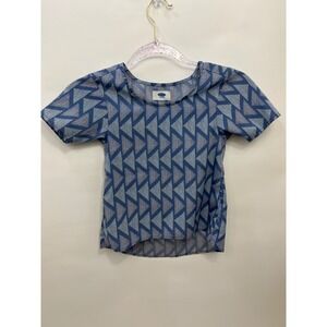 Old Navy Blue Print Blouse Youth Girls Size XS 5